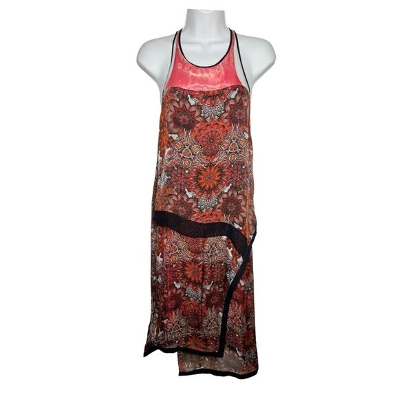 Helmut Lang Runway Mandala Dress Y2K Sheer Asymmetrical Sleeveless Red Size 2 - Picture 9 of 16